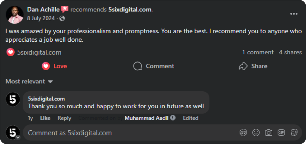 5sixDigital Customer feedbacks