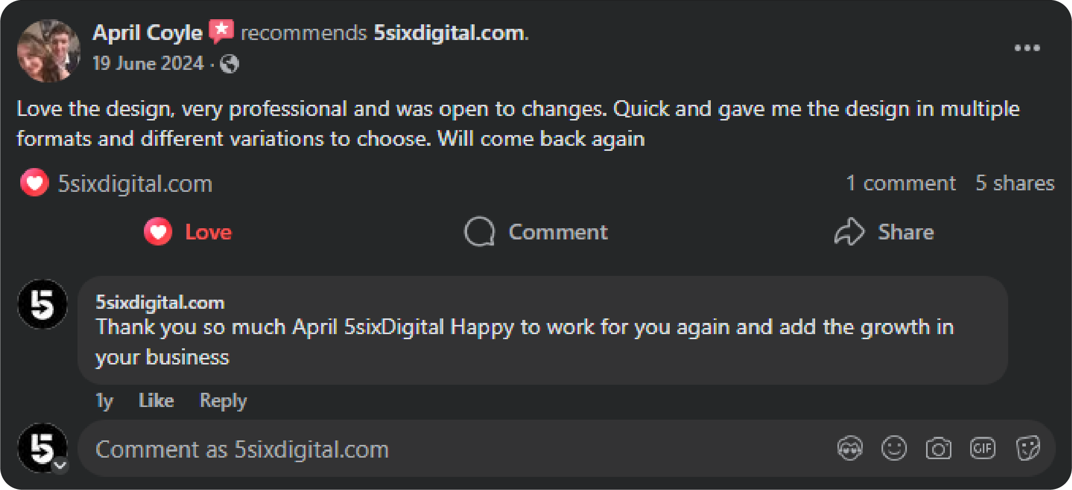 5sixDigital Customer feedbacks