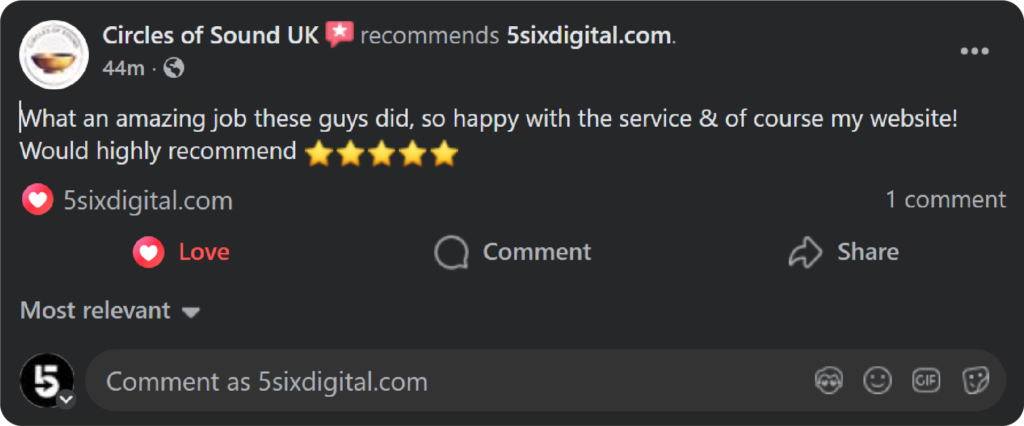 5sixDigital Customer feedback